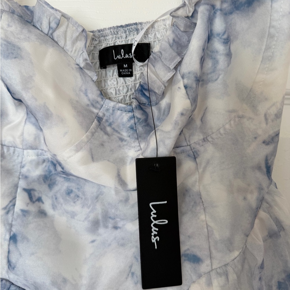 Lulu's Dreamy White and Blue Midi Dress - Picture 7 of 8